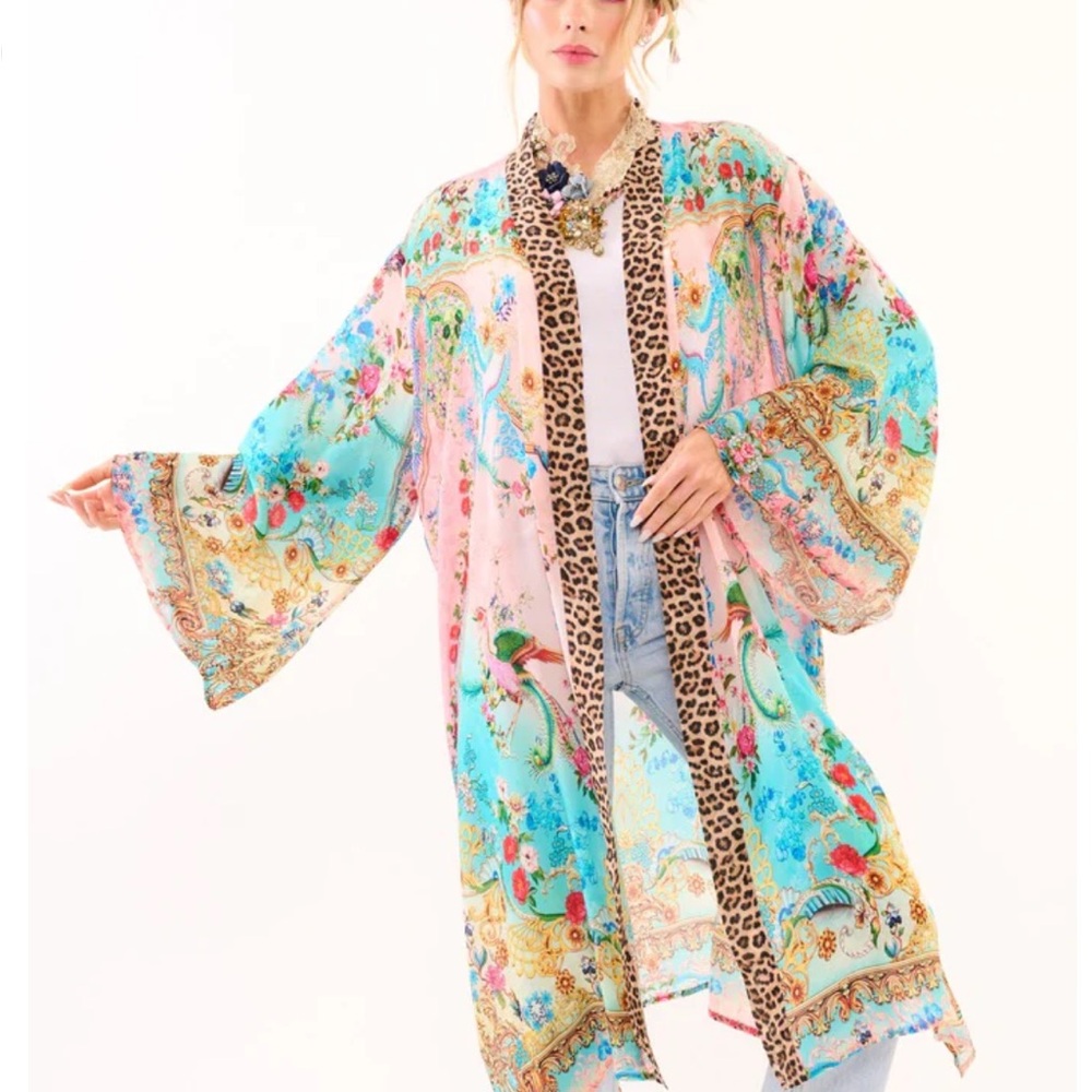 NWT Aratta Multicolor Floral Kimono w/Animal Print- One Size